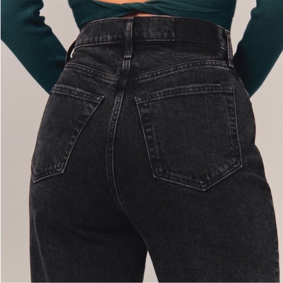 Abercrombie & Fitch Black Curve Love The Dad High Rise Crossover Button Sz24/00R - Picture 4 of 7
